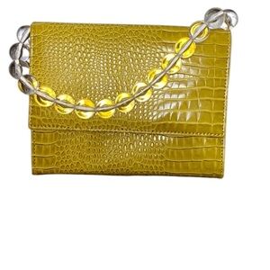 Urban Outfitters Yellow Croc-Embossed Clutch
